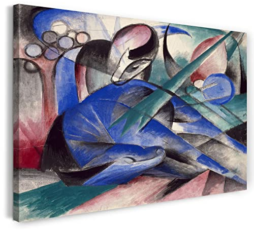 Leinwandbild (40x30cm) Franz Marc: Träumendes Pferd (1913), Leinwand auf Keilrahmen gespannt und fertig zum Aufhängen, hochwertiger Kunstdruck aus deutscher Produktion