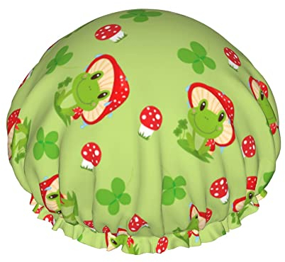 Duschhaube, Frosch, Pilz, Klee, Badekappe, wasserdicht, doppellagig, leicht, für Damen, Herren, Kinder, Teenager