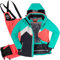 Killtec Damen Skianzug Größe 42 - aus Skijacke mint coralle schwarz und Skihose coralle - mit 10000mm Wassersäule - wasserdicht, atmungsaktiv