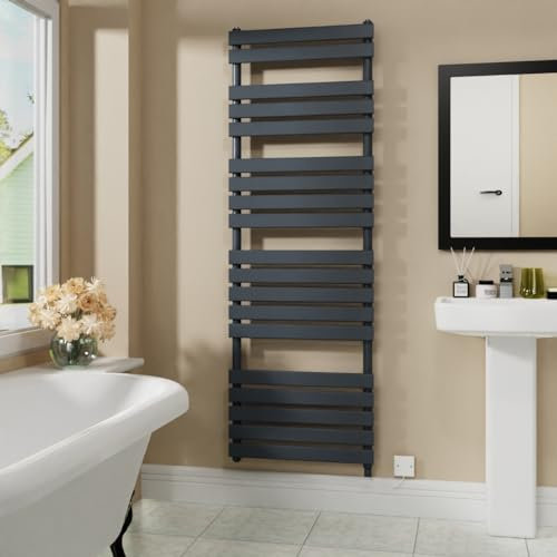 Warmehaus Electric Flat Panel Heated Towel Rail Sand Grey Bathroom Ladder Radiator Warmer 1800x600mm 1000W