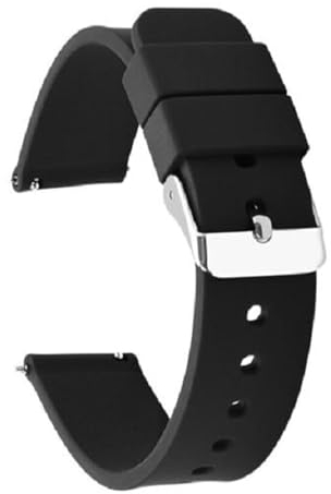 NTEK Silicone Rubber Watch Bands, Quick Release Sport Watch Replacement Straps, Universal Smart Watch Band, Buckle Smart Watch Straps Sport Watchbands Wrist Straps for Men Women (16 MM, BLACK)