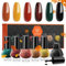 Modelones Nail Polish Set 6 Colors Fall Winter Yellow Orange Nail Varnish Kit Quick Dry Nail Polish Black Green Long Lasting Manicure Diy Home Salon For Women