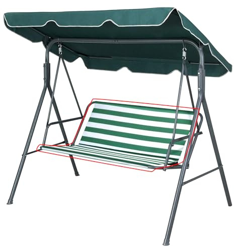 WingFly Ersatz-Schaukel Sitzbezug für Hollywoodschaukel, Sitzbezug für Gartenstuhl, für den Außenbereich 2- und 3-Sitzer - Grün Horizontale Streifen (158 * 52 * 52cm)