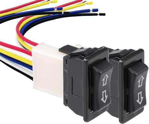 Gebildet 2piezas Universal 5pines Interruptor de Ventana de Coche Interruptor Basculante de Control Maestro de Coche con arnés de Cableado Interruptor de Elevación de Vidrio Momentáneo DC 12V