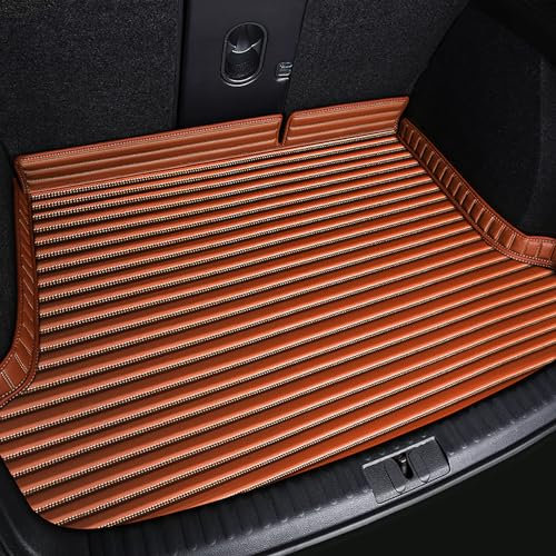 XLKWNNAD Auto Leder Kofferraummatte Für BMW i4 G26 2021 2022 2023, Allwetter Kofferraumwanne Cargo Teppich Kratzfeste rutschfest Schutzmatte Innere ZubehöR,E/Brown