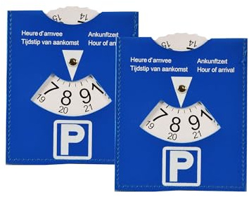 Parkscheibe Kunststoff für zeitbegrenzte Blaue Zonen | Auffälliges Blau | Klare Markierung und einfach zu stellender Drehknopf | Europäische Zulassung | 2er Set