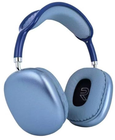 Ambizion Auriculares Inalámbricos Bluetooth, Cascos Diadema Ajustable, Sonido Estéreo HiFi, Micrófono Integrado, Bluetooth 5.0, Larga Duración, Cómodos y Ligeros, para Teléfono y PC (Azul)