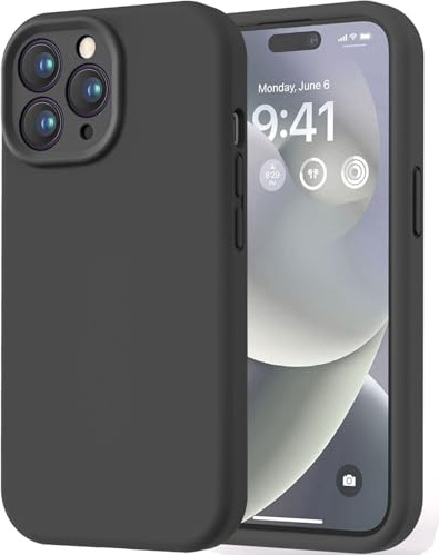 LOVE 3000 Designed for iPhone 15 Pro Case, Premium Silicone with [Soft Anti-Scratch Microfiber Lining] Shockproof Protective Phone Case for Lanyard 6.1, Black