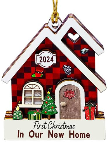 WMFASBAG Nuevo Adorno para el hogar 2024 Decoraciones Colgantes para árbol de Navidad Primera Navidad en Nuestro Nuevo hogar Adorno Regalos de inauguración de la casa para Mujeres Pareja