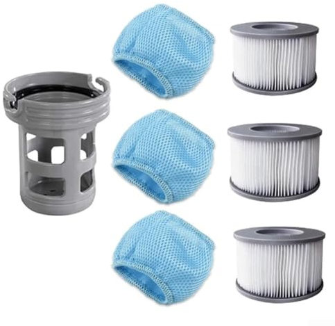Kit completo de filtración para piscinas inflables Miweba con 3 filtros y soporte para mantener el agua dulce