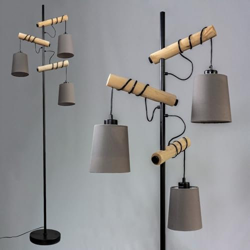 Osasy Vintage Stehleuchte, Standlampe Retro-Stil Industriedesign aus Metall und Holz, Höhe: 179 cm, Wohnzimmer Stehlampe