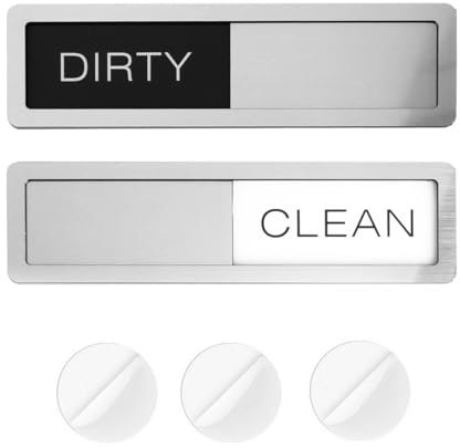 BERRYLION Dishwasher Magnet Clean Dirty Sign, Easy to Read and Slide On, Non-Scratch Strong Magnetic Backing, Double-Sided Adhesives Stickers Included, Works on All Dishwashers,