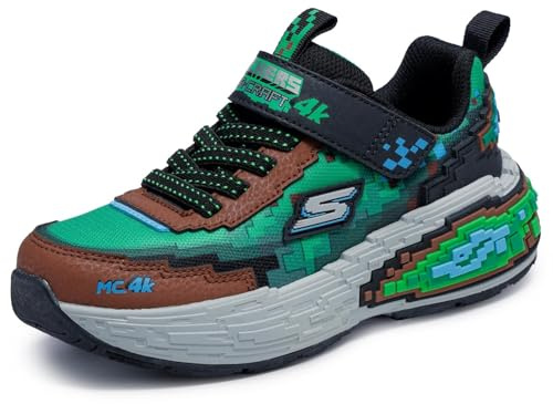 Skechers Jungen Mega-Craft 4K Turnschuhe, Brown Synthetic / Textile / Green & Multi Tri, 37 EU