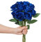 LEUCHTAMOR 10 rose artificiali, rose realistiche, per fai da te, per bouquet da sposa, composizioni, feste e decorazioni per la casa (blu reale)