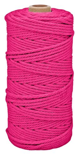 5mm x 100m Cordoncino in cotone macramè, cotone naturale Filo da Cucito per Lavorazioni Artigianali, Decorazioni, Arazzi, Tende, Tinta unita (rosa, 5mm x 100m)