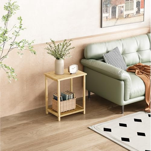 Dripex Beistelltisch, Kleiner Nachttisch mit 2 Ebenen, platzsparender Wohnzimmertisch, L40xB30cm Couchtisch, für Wohnzimmer, Schlafzimmer