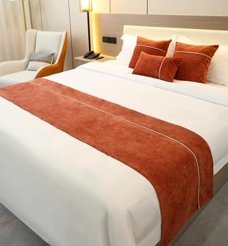 XLDZ Chenille Bed Runner With Matching Pillows, Hotel Quality Bed Scarf, Modern Simple Quilt, Soft Bed Throw Coverlet(Rot,1*Pillowcase)