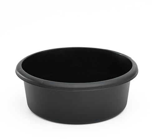 Washing Up Bowl for Sink | Black Small Round Plastic Sink Bowls (8 Liter Capacity) | Wash Up Basin Bowl for Kitchen Sinks