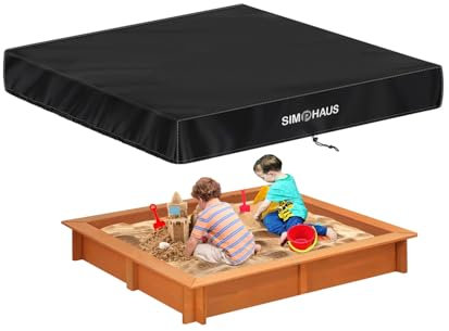 SIMPHAUS Bâche Bac à Sable Imperméable 125x125x20cm,Housse de Bac à Sable Anti-déchirure,Couverture de Bac à Sable avec Cordon de Serrage,420D Tissu Oxford,Housse pour Bac à Sable Enfant Extérieur