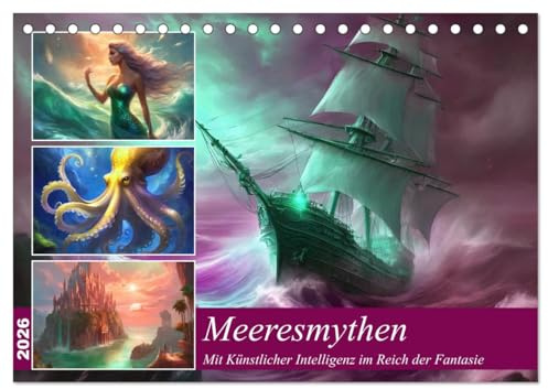 Meeresmythen (Tischkalender 2026 DIN A5 quer), CALVENDO Monatskalender: Mithilfe der Künstlichen Intelligenz im Reich der Fantasie und Mythe (CALVENDO Kunst)
