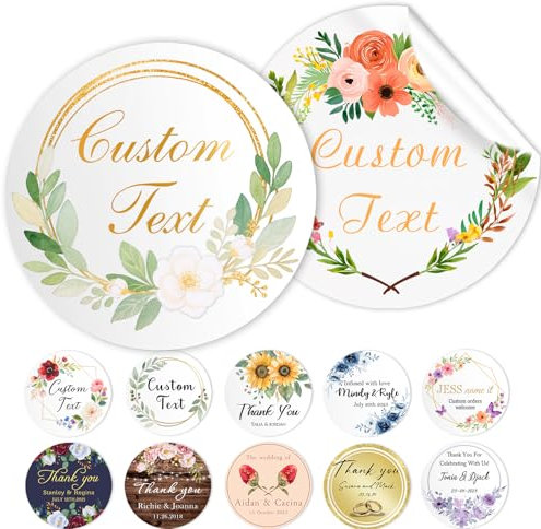 Personalisierte Aufkleber für Hochzeit Gefälligkeiten Firmen Logo Geburtstag Party Personalisierter Vinyl Aufkleber Personalisieren Geschenk Etikett 50-1000 Packung