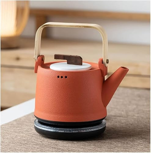 Ceramic Electric Kettle 800ml - Fast & Quiet Boil, Traditional Design for Home Kitchen, Electric Tea Kettle(Color:Orange)