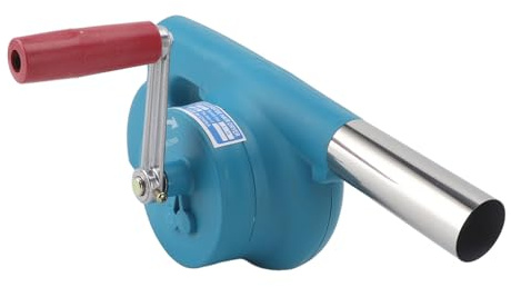 WINH Barbecue Bellow Sturdy Construction Hand Crank BBQ Fan Accelerate Water Boiling Stainless Steel (Blue)