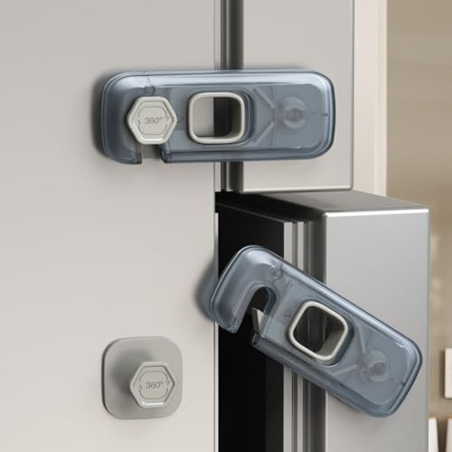 pestillo puerta sin agujerosseguro puertas bebecierre seguridad cajones bebeprotector puertas bebe2 piezas cerradura de nevera para niños, cerradura de nevera sin agujero, cerradura de ventana.