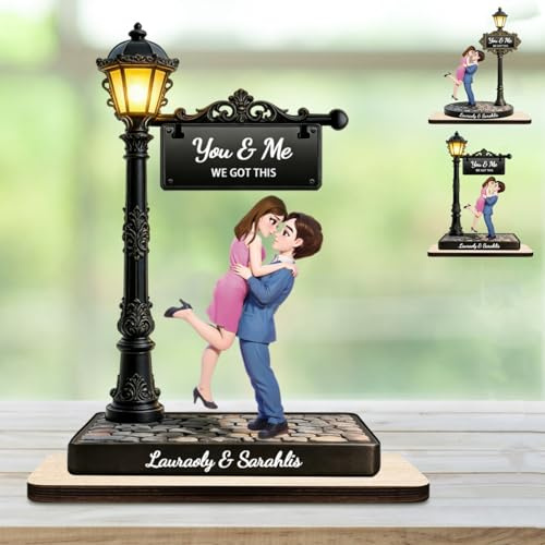 Condlin Personalisiertes Schild mit Aufschrift Couple Under Street Lamp Post für Liebhaber, Ihn, sein individueller Name, Datum, Straßenlaterne, Straßenschild