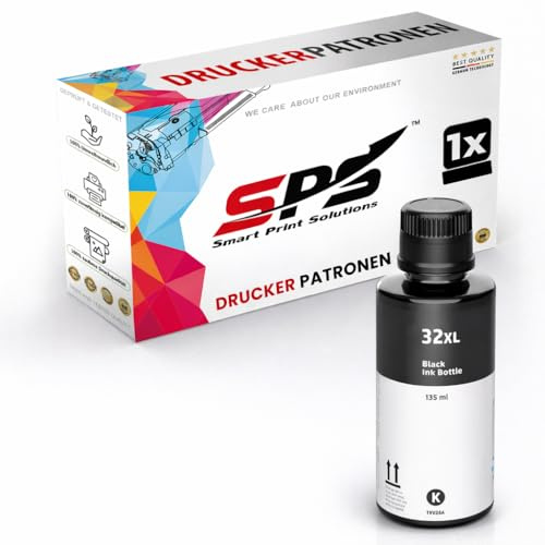 SPS Tintenpatrone Kompatibel für HP - 32XL | Smart Tank 5105 7005 7305 5100 5106 5108 7005 7605 7006 7306 455 515 519 530 558 559 570 655 670 750 790 | 1x Schwarz | 6000 Seiten