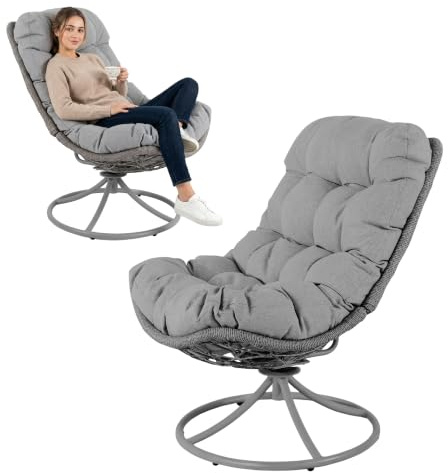 di volio Gartensessel Polyrattan drehbar mit 15 cm Sitzkissen Outdoor Melia