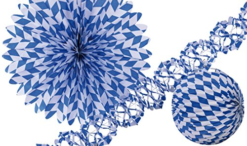 Amscan 1004 - Deko-Set Bayern, Girlande, Lampion, Fächer, Blau, Weiß, Dekoration, Bierfest