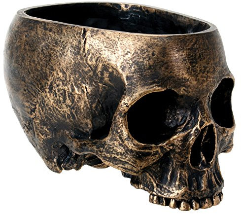 SUMMIT COLLECTION Bronze Resin Holiday Skull Candy Bowl Dish Statue Sculpture Skeleton