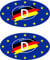 carstyling XXL Aufkleber Europa-D Holografie 2er-Set je 55 x 30 mm Deutschland Fanartikel ~ schneller Versand innerhalb 24 Stunden ~