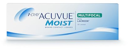 ACUVUE MOIST 1-DAY Multifocal Tageskontaktlinsen spenden Feuchtigkeit – Tageskontaktlinsen mit 2.00 dpt, Add. Niedrig und BC 8.4 – UV Schutz & Komfortables Tragegefühl – 30 Linsen