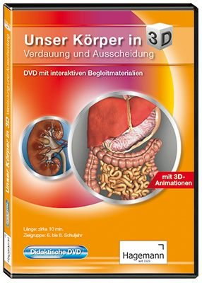 Unser Körper in 3D - Verdauung und Ausscheidung - Didaktische DVD mit interaktiven Begleitmaterialien - Film und interaktive Tafelbilder auf DVD für PC, Beamer und Whiteboard - Hagemann 180614 - Einzel- und Schullizenz