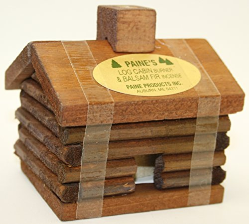 Small LOG Cabin Incense Burner 2.5x3.5 Comes with 10 Balsam Fir Logs Paine's