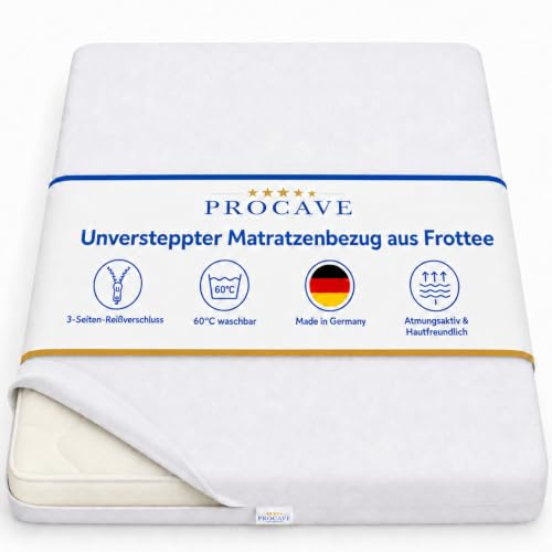 PROCAVE Matratzenbezug Frottee unversteppt 90 x 200 cm | Matratzen-Höhe 23-28cm | Matratzenschoner
