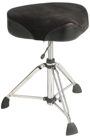 Gibraltar Schlagzeughocker, Drumhocker 9000 Series Moto Hydraulic Pro Series, 9808HM (Durchmesser: 44cm, Vinyl-Sitzfläche, doppelstrebige Basis, pneumatische Höhenverstellung, 'Super Foot' Gummifüße)
