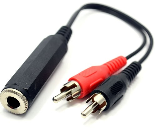 kenable Pro Signal 2 x Phono Plugs to Mono 6.35mm Jack Socket Cable 20cm