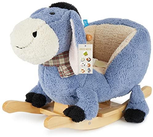 Bieco Plüsch Schaukeltier Esel | Kinder Schaukelstuhl mit Sicherheitsgurt | | Schaukel Kleinkind | Zimmer | Baby Schaukelwippe ab 9 Monate | Schaukelpferd Holz
