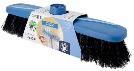 ÉLÉPHANT Maison - Balai Ultra Clean - Nettoyage Facile Tous Type De Sols - Lamelles en Élastomère Et Fibres Ondulées - Plastique Recyclé - Fabriqué en France - Bleu & Gris