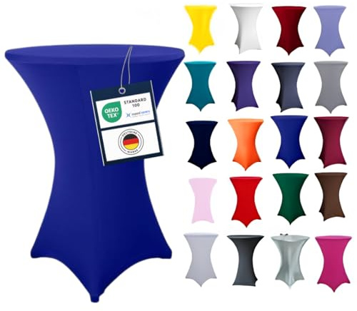 Expand Stehtischhusse Royalblau Ø 80–86 cm – Stretch Husse für Stehtisch & Bistrotisch – Tischüberzug Rund, Waschbar, 210 g/m²