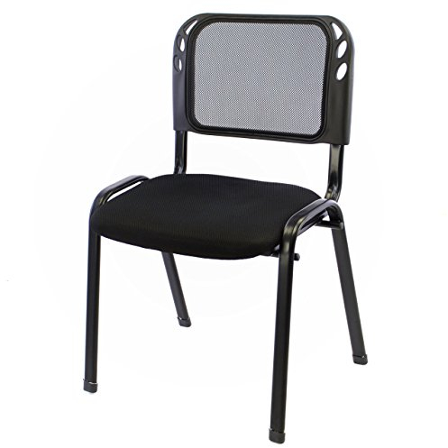 Nexos Trading Bürostuhl Konferenzstuhl Besucherstuhl schwarz gepolsterte Sitzfläche stapelbar 52,5 x 45 x 80 cm Stapelstuhl Metallrahmen schwarz