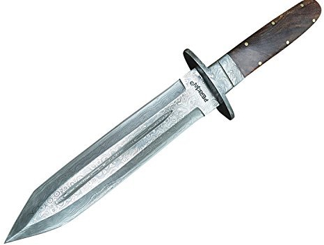 Perkin Damastmesser Jagdmesser Feststehend Mit Scheide Damaststahl Full Tang