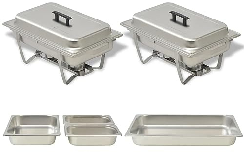 vidaXL Chafing Dish Set Geschirr-/Speisenwärmer Speisenbehälter 2-TLG. Edelstahl