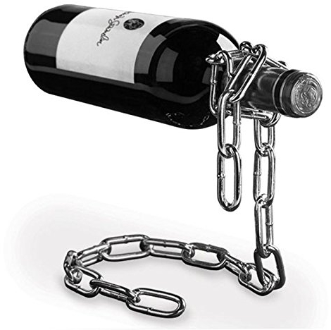 SHOP-STORY - Chaîne Porte-Bouteille Magique - Compatible avec Bouteilles de Vin et Autres Bouteilles en Verre - Porte-Bouteille en Métal - Objet Décoration Fête Imitation Chaine