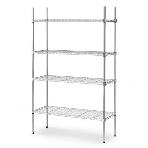 Oypla 4 Tier Heavy Duty Steel Wire Rack Storage Shelving Unit with Wheels