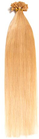 Blonde Keratin Bonding Extensions 100% Remy Echthaar Human Hair - 300x 1g 45cm Glatte Strähnen - Lange Haare mit Keratin Bondings U-Tip Haarverlängerung Haarverdichtung-Farbe:#24 Blond