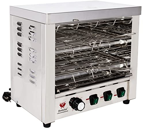 Beeketal 'BSP-1' Profi Gastro Salamander Grill Überbackgerät aus Edelstahl mit 2 Gitter, 5-30 Minuten Timer, separat wählbar Ober-, Mittel- und Unterhitze, extra Krümelschublade